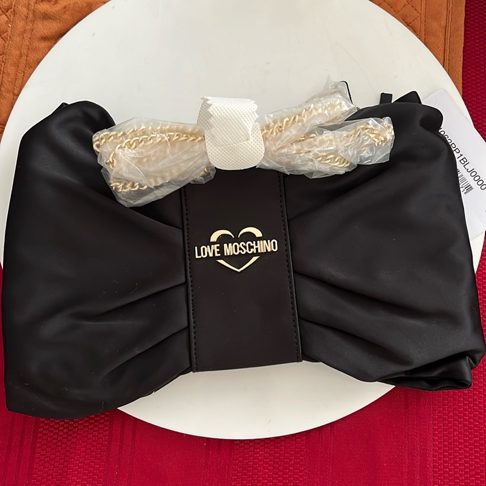LOVE MOSCHINO BORSA SATIN NERO BRAND NEW